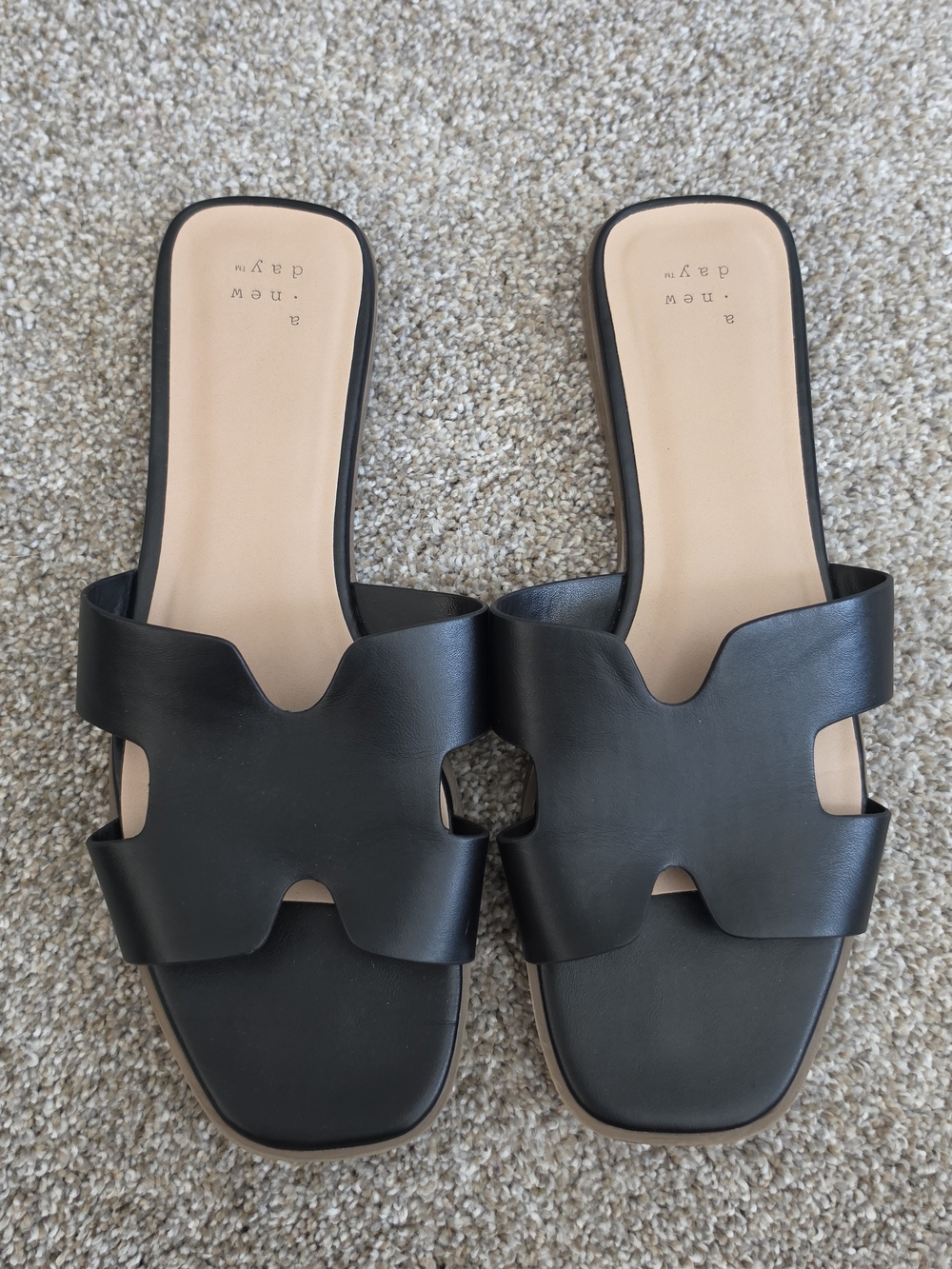 a new day Black Cutout Slide Sandals 9 Wide